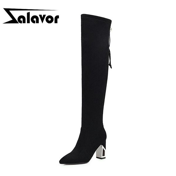 boots zalavor thick heel over the knee high women fashion stretch elastic botas for shoes warm party zapatos size 34-39, Black
boots zalavor thick heel over the knee high women fashion stretch elastic botas for shoes warm party zapatos size 34-39, Black