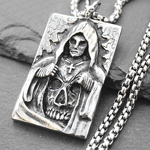 chains punk retro masked death cross skull pendant men's necklace domineering sweater chain jewelry accessories, Silver
chains punk retro masked death cross skull pendant men's necklace domineering sweater chain jewelry accessories, Silver