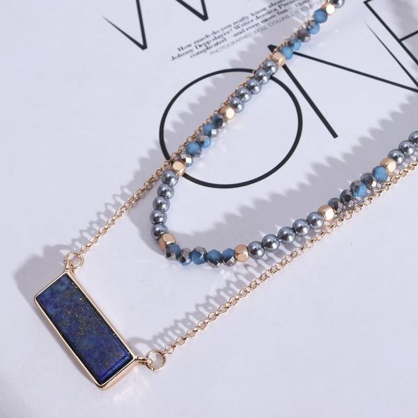 pendant necklaces lapis lazuli quartz rectangle natural stone gold multilayer crystal geometric accessories jewelry, Silver
pendant necklaces lapis lazuli quartz rectangle natural stone gold multilayer crystal geometric accessories jewelry, Silver