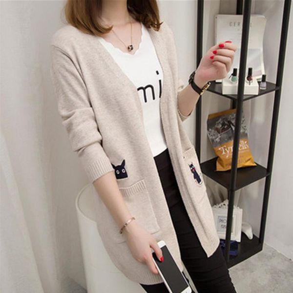women's knits & tees 2021 casual long knitted cardigan autumn fashion elegant women loose solid color pocket outwear sweater female cap, White
women's knits & tees 2021 casual long knitted cardigan autumn fashion elegant women loose solid color pocket outwear sweater female cap, White