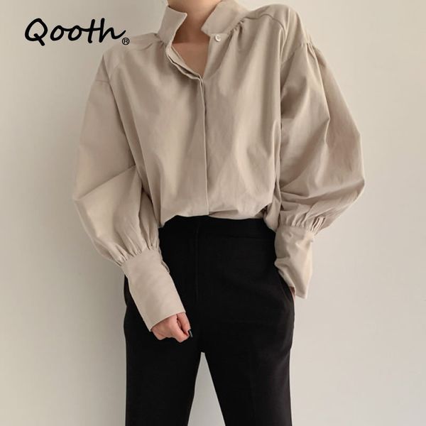 qooth korean style simple design stand-up collar invisible button loose casual mid-length puff sleeve shirt minimalism qt514 210518, White
qooth korean style simple design stand-up collar invisible button loose casual mid-length puff sleeve shirt minimalism qt514 210518, White