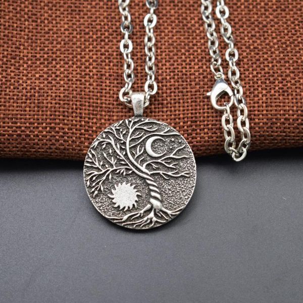 world tree sun and moon wiccan pendant necklace yin yang witchcraft jewelry necklaces, Silver
world tree sun and moon wiccan pendant necklace yin yang witchcraft jewelry necklaces, Silver