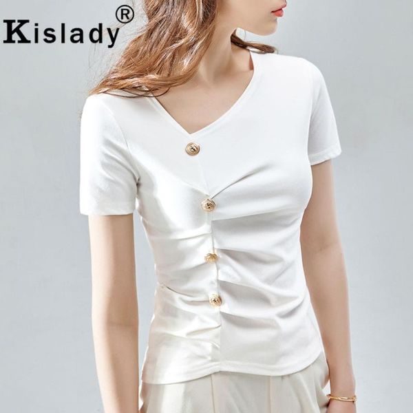women's t-shirt spring v-neck puff sleeve elegant shirt ol regular fold solid korean harajuku button clothes, White
women's t-shirt spring v-neck puff sleeve elegant shirt ol regular fold solid korean harajuku button clothes, White