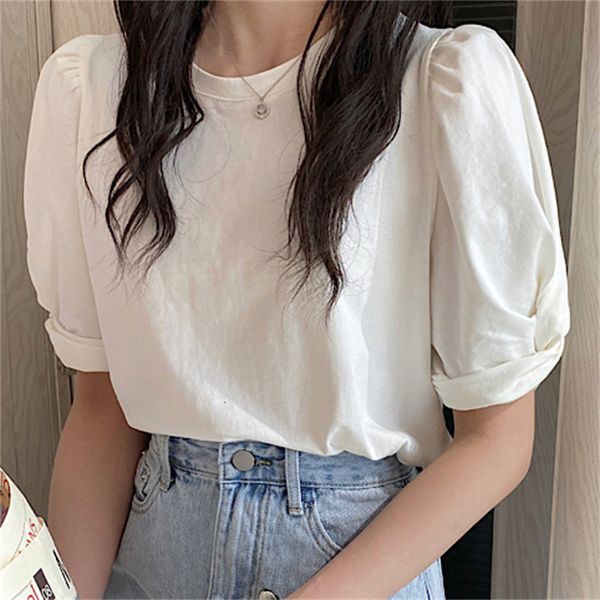 women's blouses & shirts hzirip sweet girls puff sleeves cotton o-neck wome loose short ladies summer all-match chic solid t-shirts 7y, White
women's blouses & shirts hzirip sweet girls puff sleeves cotton o-neck wome loose short ladies summer all-match chic solid t-shirts 7y, White