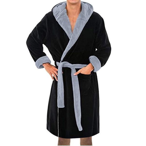 men's sleepwear men winter bathrobe lengthened plush shawl bath robe autumn warm home pajama nightgown long sleeved coat, Black;brown 
men's sleepwear men winter bathrobe lengthened plush shawl bath robe autumn warm home pajama nightgown long sleeved coat, Black;brown