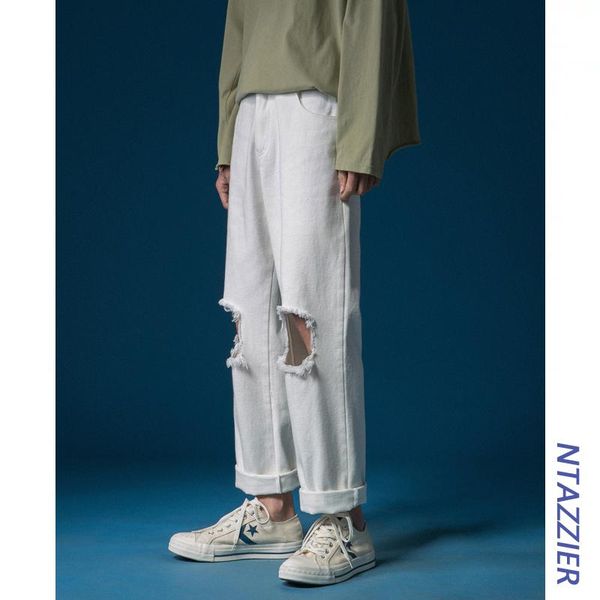 men's pants cotton ripped casual fashion solid color straight men streetwear wild loose hip hop trousers mens m-2xl, Black
men's pants cotton ripped casual fashion solid color straight men streetwear wild loose hip hop trousers mens m-2xl, Black