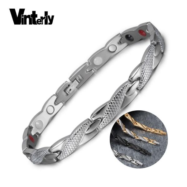 link, chain vinterly energy bracelet men stainless steel hand germanium magnetic health hologram silver bracelets for women, Black
link, chain vinterly energy bracelet men stainless steel hand germanium magnetic health hologram silver bracelets for women, Black