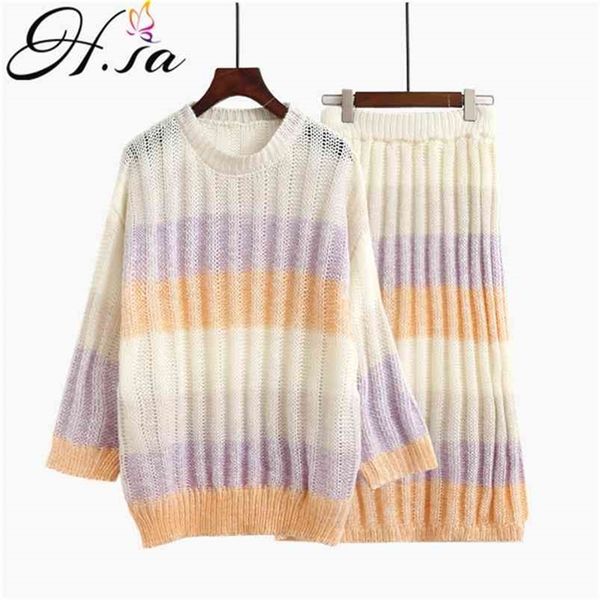 women sweater suit candy colorful striped pull jumpers pullover and skirts set elegant knitwear in winter 210430, White;black
women sweater suit candy colorful striped pull jumpers pullover and skirts set elegant knitwear in winter 210430, White;black