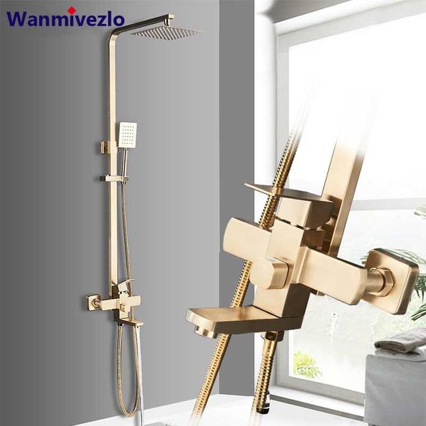 8" brushed gold shower faucet set rainfall bath shower mixers swivel tub spout single handle bathroom wall mounted system
8" brushed gold shower faucet set rainfall bath shower mixers swivel tub spout single handle bathroom wall mounted system