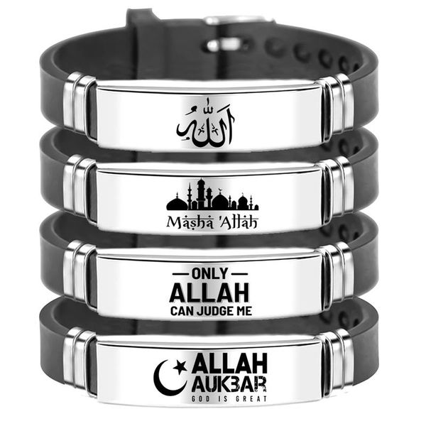 charm bracelets muslim islam bracelet bangle engraved arabic shahada stainless steel silicone for men women religious jewelry, Golden;silver
charm bracelets muslim islam bracelet bangle engraved arabic shahada stainless steel silicone for men women religious jewelry, Golden;silver