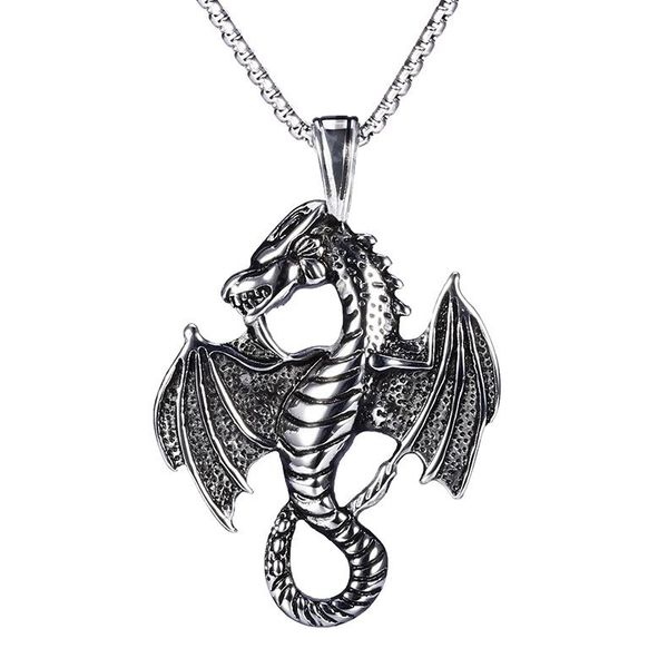 dragon titanium steel pendant jewelry punk necklaces, Silver
dragon titanium steel pendant jewelry punk necklaces, Silver