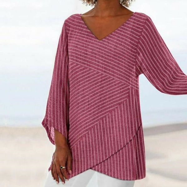 women's blouses & shirts plus size casaul women striped flare long sleeve baggy blouse v-neck irregular s-2xl clothes for ladies, White
women's blouses & shirts plus size casaul women striped flare long sleeve baggy blouse v-neck irregular s-2xl clothes for ladies, White