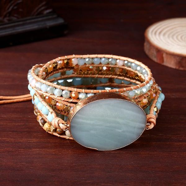 tennis handmade leather wrap natural amazonite druzy bead crystal stone bracelets for women, Golden;silver
tennis handmade leather wrap natural amazonite druzy bead crystal stone bracelets for women, Golden;silver