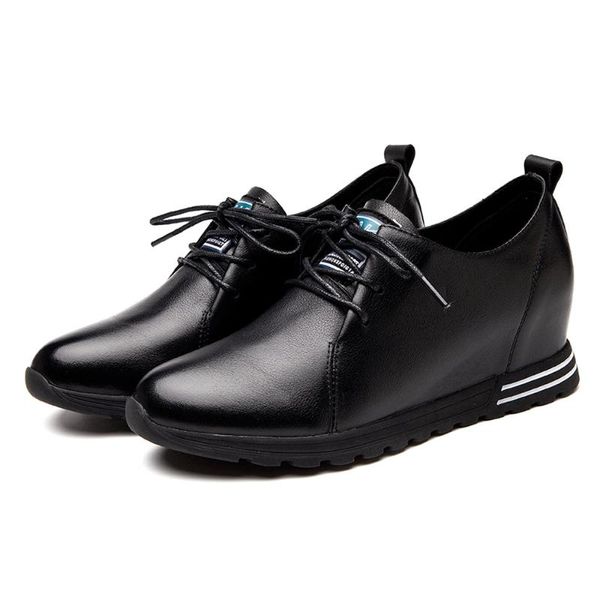 increased leather womens casual shoes 2021 thick-soled wedge lace-up women single cowhide sports women's dress, Black
increased leather womens casual shoes 2021 thick-soled wedge lace-up women single cowhide sports women's dress, Black