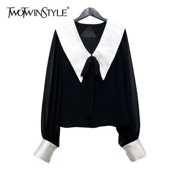patchwork shirt for women lapel lantern sleeve lace up bowknot korean blouse female autumn fashion style 210524, White
patchwork shirt for women lapel lantern sleeve lace up bowknot korean blouse female autumn fashion style 210524, White