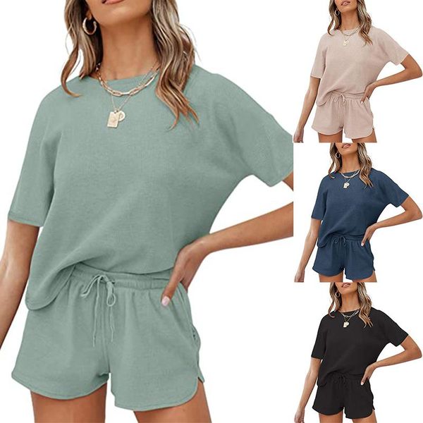 women's tracksuits 2 piece summer clothes pullover short sleeve o neck solid color stretch waist drawstring pocket shorts, Gray
women's tracksuits 2 piece summer clothes pullover short sleeve o neck solid color stretch waist drawstring pocket shorts, Gray