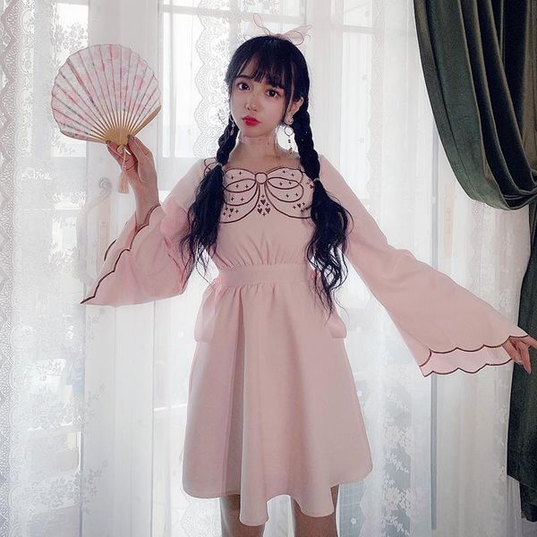 casual dresses princess sweet lolita dress beautiful bow knot embroidered wavy petals flare sleeves ribbon and antique d1737, Black;gray
casual dresses princess sweet lolita dress beautiful bow knot embroidered wavy petals flare sleeves ribbon and antique d1737, Black;gray