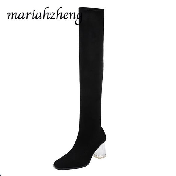 boots mariahzheng 7cm winter fashion women's transparent crystal with high-heeled square toe suede thin long knee ds, Black
boots mariahzheng 7cm winter fashion women's transparent crystal with high-heeled square toe suede thin long knee ds, Black
