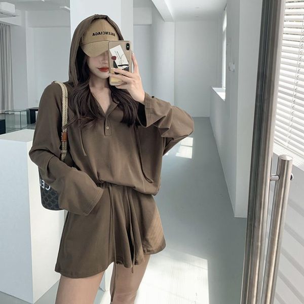 women's tracksuits alien kitty 2021 autumn suit loose long-sleeved solid color hooded sweatshirt high waist wide-leg casual shorts, Gray
women's tracksuits alien kitty 2021 autumn suit loose long-sleeved solid color hooded sweatshirt high waist wide-leg casual shorts, Gray