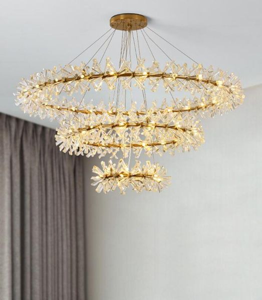 pendant lamps 2021 simple living room crystal circular lamp nordic postmodern creative light luxury glass bedroom dining