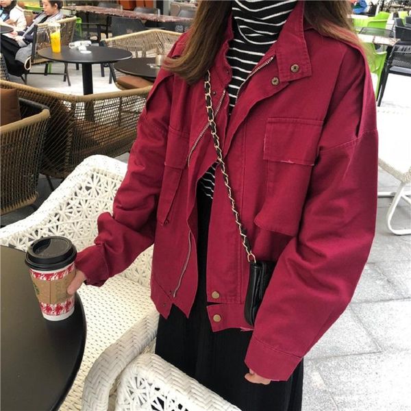 women's jackets autumn fashion cargo jacket korea ins harajuku vintage bf solid loose streetwear long sleeve casual women, Black;brown
women's jackets autumn fashion cargo jacket korea ins harajuku vintage bf solid loose streetwear long sleeve casual women, Black;brown