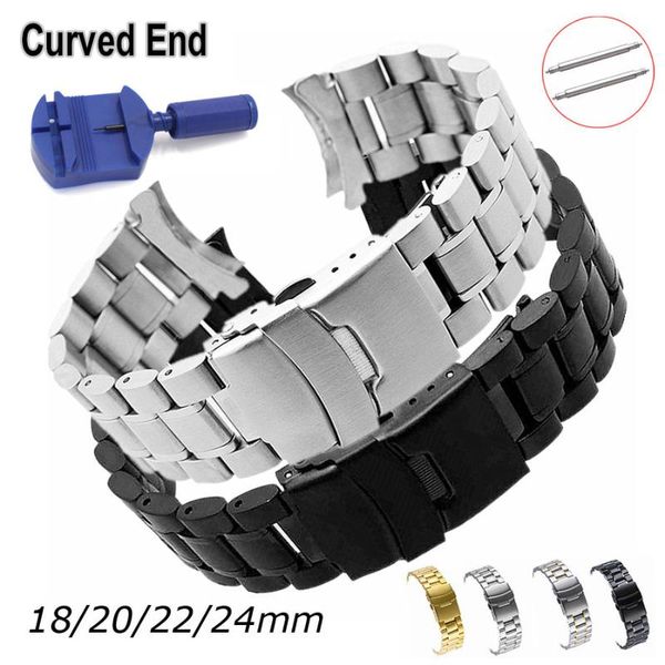 watch bands curved end band 18mm 20mm 22mm 24mm replacement strap double lock clasp stainless steel watchband with tools, Black;brown
watch bands curved end band 18mm 20mm 22mm 24mm replacement strap double lock clasp stainless steel watchband with tools, Black;brown