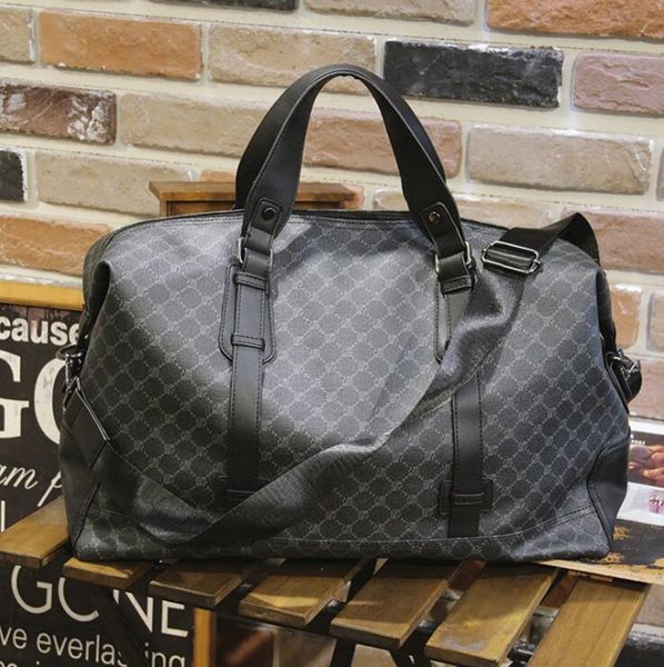 

men leather shoulder bags outdoor fitness sports business trip leisure travel bag simple atmosphere polka dot fashion handbag street trend plaid backpack, Black2