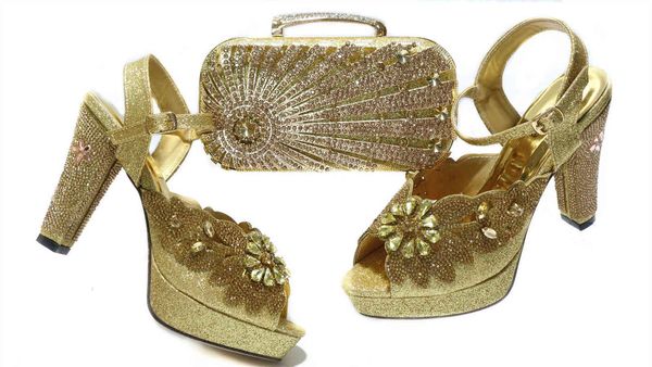 2021 arrivals peep toes shoes matching stones bag, Black