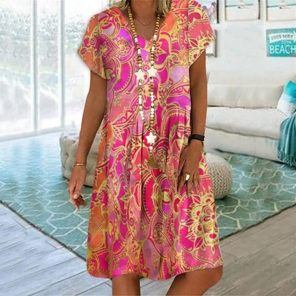 plus size retro dress women summer loose short sleeve printed dresses o-neck large clothing casual, Black;gray
plus size retro dress women summer loose short sleeve printed dresses o-neck large clothing casual, Black;gray