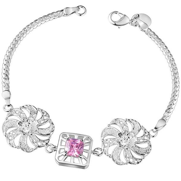 link, chain fashion jewelry women bracelet silver plated pink zircon wholesale priced gift ab205, Black
link, chain fashion jewelry women bracelet silver plated pink zircon wholesale priced gift ab205, Black