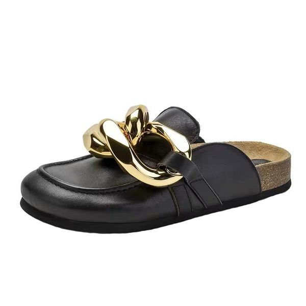 slippers 2021 s golden chain shoes ins flats women'outdoor fashion real leather platform loafers muller lazy, Black
slippers 2021 s golden chain shoes ins flats women'outdoor fashion real leather platform loafers muller lazy, Black