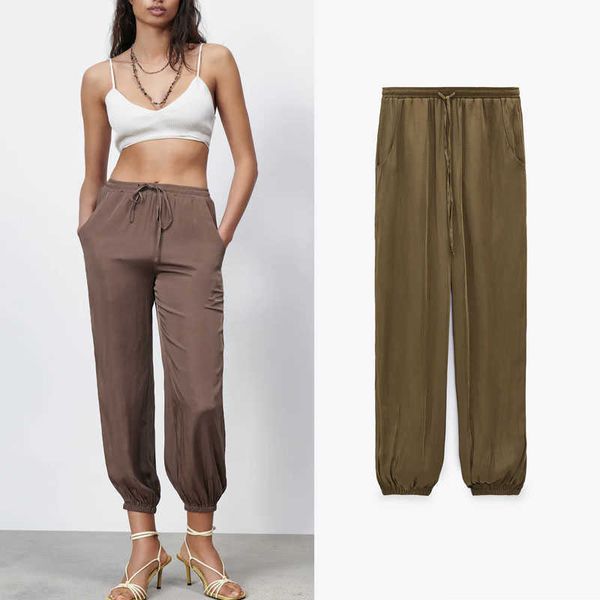 za pants women vintage satin high waist jogging pants chic adjustable drawstring elastic waisted black sprot trousers 210602, Black;white
za pants women vintage satin high waist jogging pants chic adjustable drawstring elastic waisted black sprot trousers 210602, Black;white