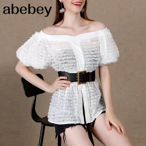 women's blouses & shirts elegant white for women slash neck puff short sleeve ruched slim korean split females 2021 summer fashion
women's blouses & shirts elegant white for women slash neck puff short sleeve ruched slim korean split females 2021 summer fashion