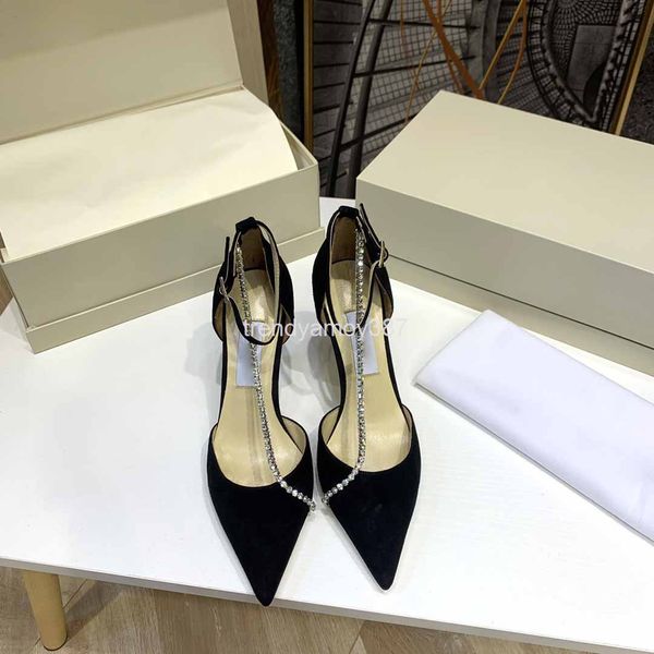 dress shoes crystal chain single shoes women's pointed sandals high heels wedding one line buckle fashion shallow mouth hollow, Black
dress shoes crystal chain single shoes women's pointed sandals high heels wedding one line buckle fashion shallow mouth hollow, Black