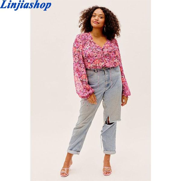 pink floral blouse women vintage long puff sleeve shirt plus size ladies clothing party chiffon women's blouses & shirts, White
pink floral blouse women vintage long puff sleeve shirt plus size ladies clothing party chiffon women's blouses & shirts, White