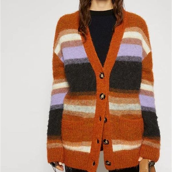 sweater 2021 early autumn wild loose v-neck buttoned pumpkin orange contrast striped knitted cardigan 788k, White;black
sweater 2021 early autumn wild loose v-neck buttoned pumpkin orange contrast striped knitted cardigan 788k, White;black