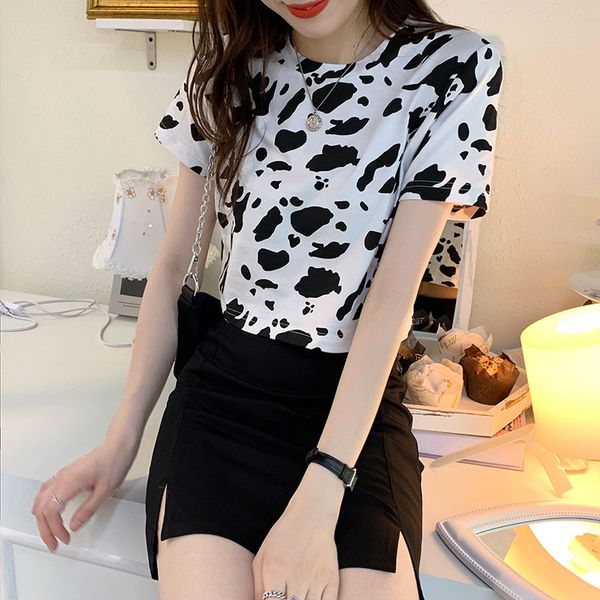 2021 summer korean style cartoon cow print short sleeve short t-shirt womens cropped tee shirt femme (x1424), White
2021 summer korean style cartoon cow print short sleeve short t-shirt womens cropped tee shirt femme (x1424), White