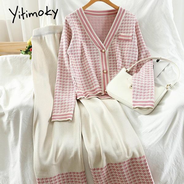 women's two piece pants yitimoky houndstooth women set fall 2021 fashion knit cardigan outwear and wide leg female casual suit pink, White
women's two piece pants yitimoky houndstooth women set fall 2021 fashion knit cardigan outwear and wide leg female casual suit pink, White