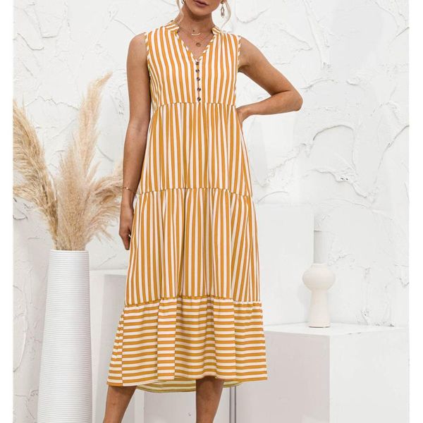 casual dresses striped splice maxi women summer sleeveless v neck button loose contrast color female big hem long dress 2021 chic, Black;gray
casual dresses striped splice maxi women summer sleeveless v neck button loose contrast color female big hem long dress 2021 chic, Black;gray