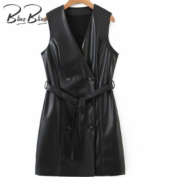women's vests blingblingee pu leather jacket 2021 autumn winter sleeveless v neck double breasted slim long vest coat female gilet with, Black;white
women's vests blingblingee pu leather jacket 2021 autumn winter sleeveless v neck double breasted slim long vest coat female gilet with, Black;white