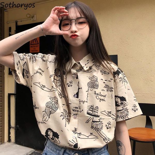 blouse women shirts turn-down collar short sleeve printed retro single-breasted loose harajuku students streetwear bf casual new x0521, White
blouse women shirts turn-down collar short sleeve printed retro single-breasted loose harajuku students streetwear bf casual new x0521, White