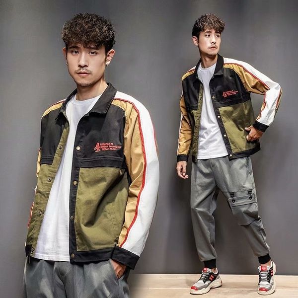 autumn and winter trend contrast color lapel baseball jacket boys' youth brand splicing tooling jacket, Black
autumn and winter trend contrast color lapel baseball jacket boys' youth brand splicing tooling jacket, Black