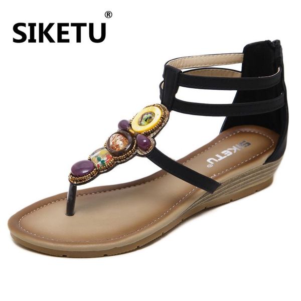 dress shoes national lightweight soft sandals casual string bead female roman ethnic style large size slope with women's, Black
dress shoes national lightweight soft sandals casual string bead female roman ethnic style large size slope with women's, Black