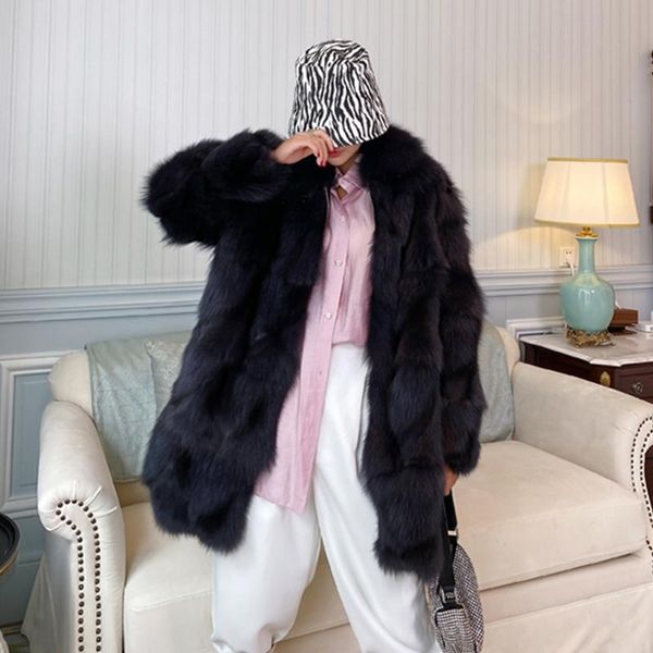 women's fur & faux winter warm natural leather grass coat medium length 2021 fashion jacket, Black
women's fur & faux winter warm natural leather grass coat medium length 2021 fashion jacket, Black