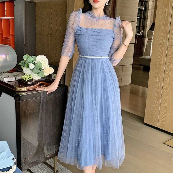 summer fashion designer elegant blue dress women's half sleeve high waist luxury mesh party chic dresses 210529, Black;gray
summer fashion designer elegant blue dress women's half sleeve high waist luxury mesh party chic dresses 210529, Black;gray