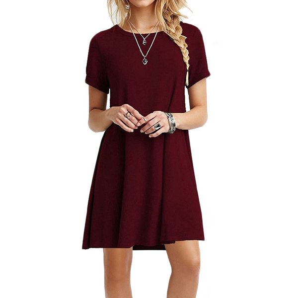 summer solid women short mini dress ladies fashion short sleeve round collar straight t-shirt sundress plain 2018 vestidos, Black;gray
summer solid women short mini dress ladies fashion short sleeve round collar straight t-shirt sundress plain 2018 vestidos, Black;gray