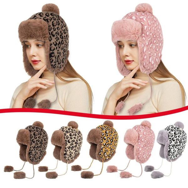 berets outdoor winter ear protection hat leopard knitted woolen thicken warm windproof lei feng cap casquette femme, Blue;gray
berets outdoor winter ear protection hat leopard knitted woolen thicken warm windproof lei feng cap casquette femme, Blue;gray