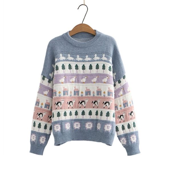 cute cartoon animal embroidery women's sweater kawaii loose harajuku clothing for long sleeve sweet style knitted pulloer 210918, White;black
cute cartoon animal embroidery women's sweater kawaii loose harajuku clothing for long sleeve sweet style knitted pulloer 210918, White;black