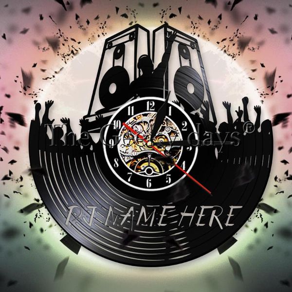 wall clocks custom dj name here clock club pub put you hand up record modern design creative decor gift
wall clocks custom dj name here clock club pub put you hand up record modern design creative decor gift
