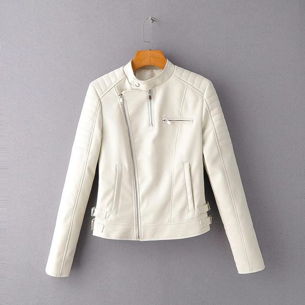 women's leather & faux fashion moto style women pu jackets 2021 spring white cool ladies jassen casual female bags, Black
women's leather & faux fashion moto style women pu jackets 2021 spring white cool ladies jassen casual female bags, Black